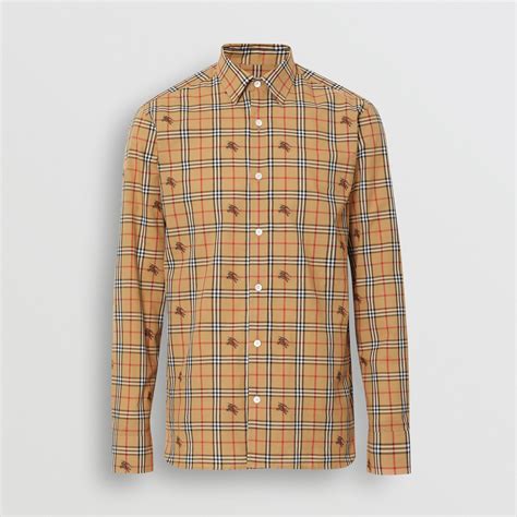 burberry equestrian knight check cotton shirt